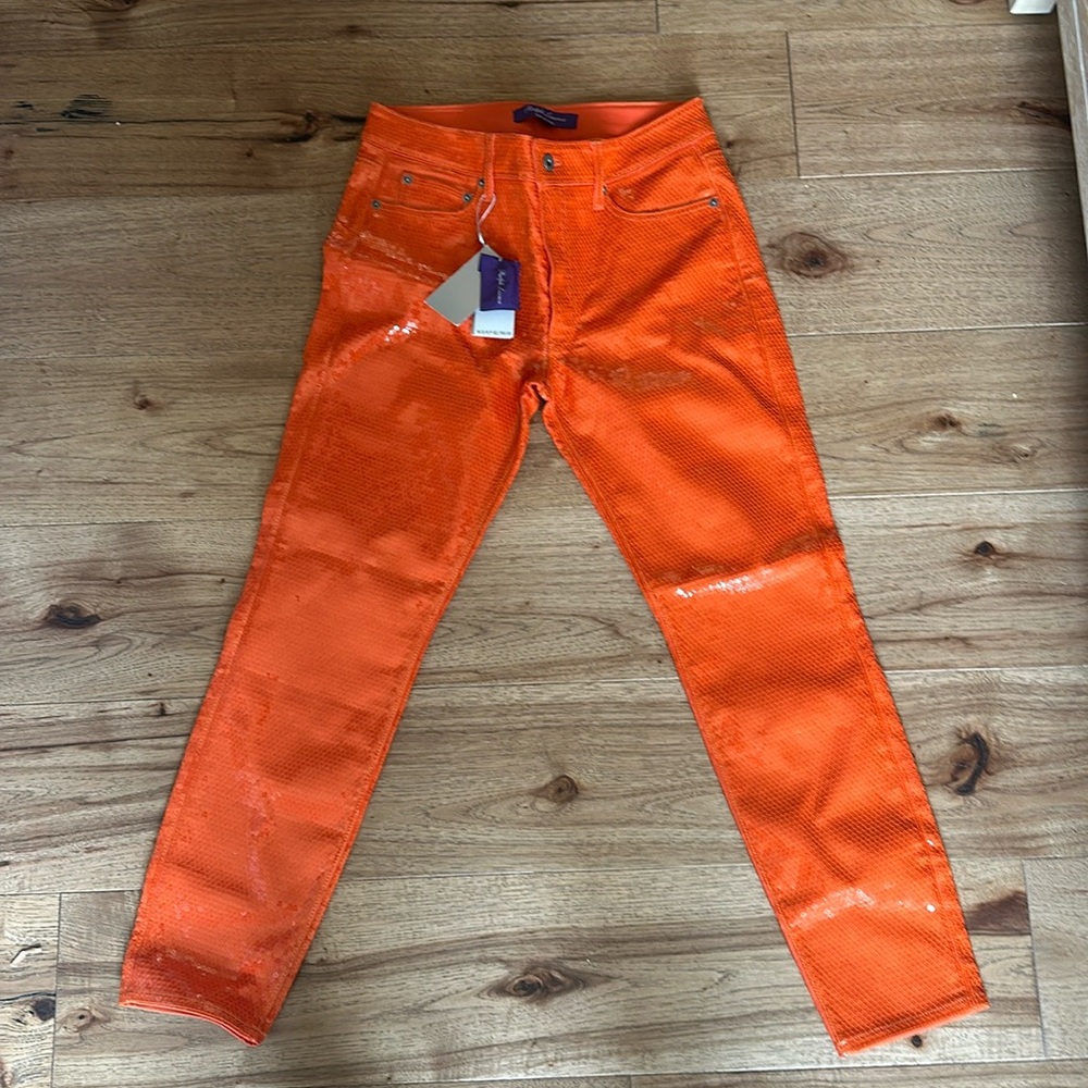 Ralph Lauren orange sequined pants